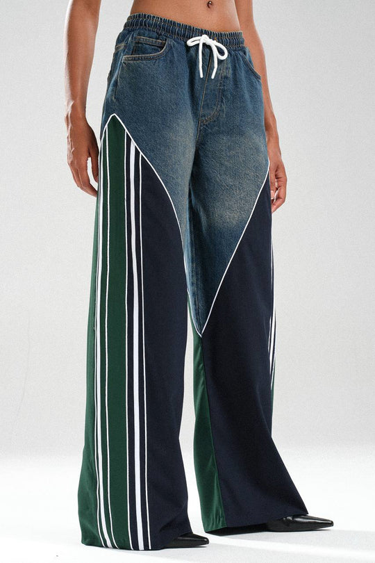 Routines Striped Denim Set - Navy / Green 1698