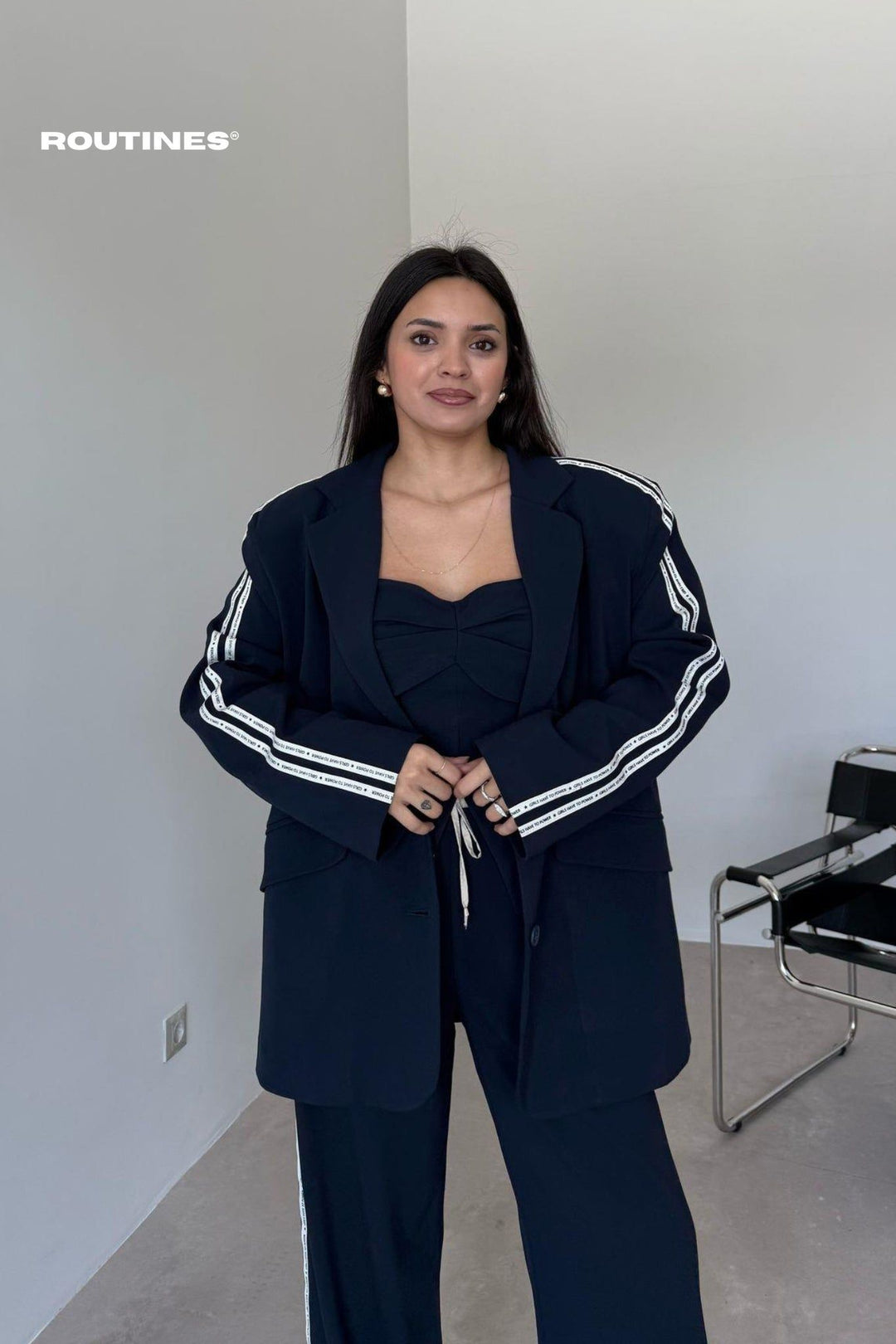 Routines Striped Oversized Blazer 00118 Blazer Routines Fashion