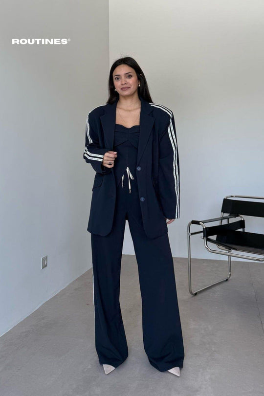 Routines Striped Oversized Blazer 00118 Blazer Routines Fashion
