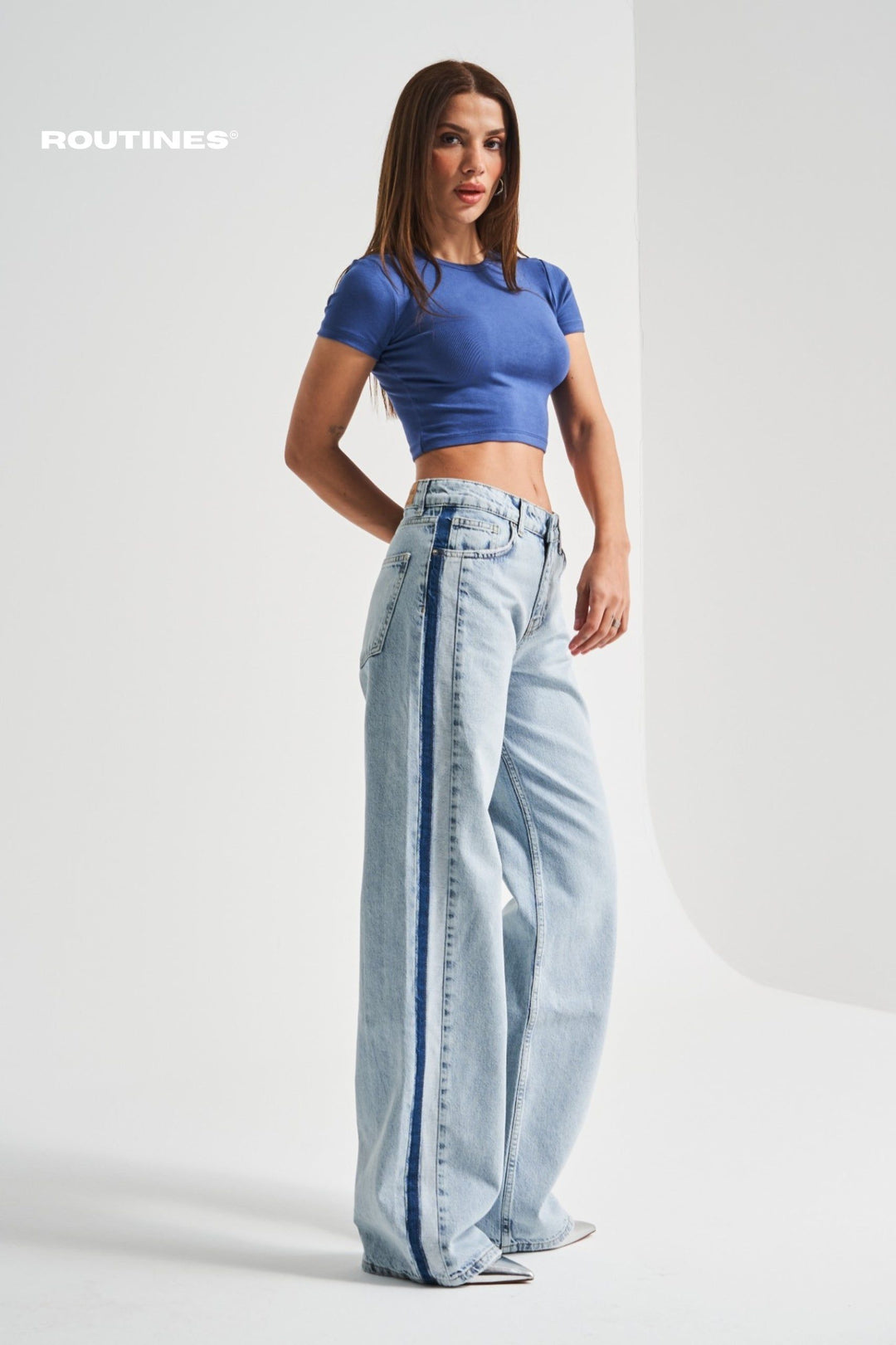 Routines Striped Straight Leg Jeans 3662-4S5 Jeans Routines Fashion