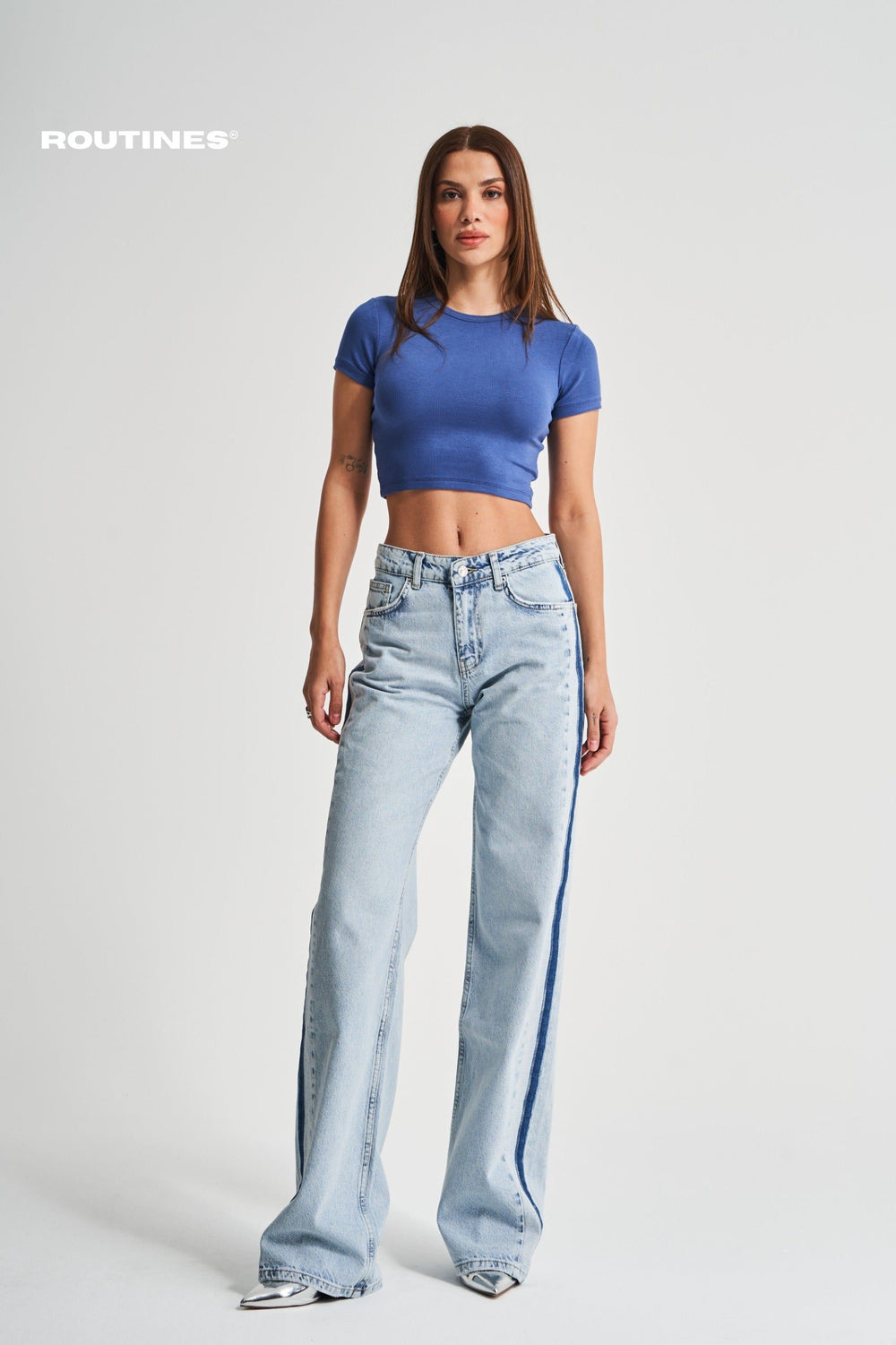 Routines Striped Straight Leg Jeans 3662-4S5 Jeans Routines Fashion