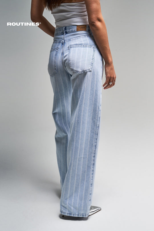 Routines Striped Straight Leg Jeans 3882 Jeans Routines Fashion