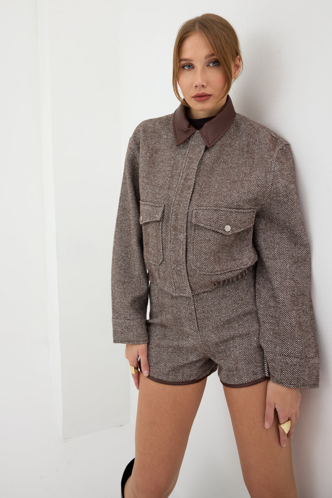 Routines Striped Two Piece Bomber Set - Brown 1018 Set Routines Fashion