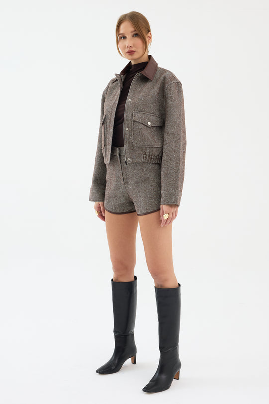 Routines Striped Two Piece Bomber Set - Brown 1018 Set Routines Fashion