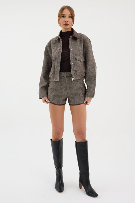 Routines Striped Two Piece Bomber Set - Brown 1018 Set Routines Fashion