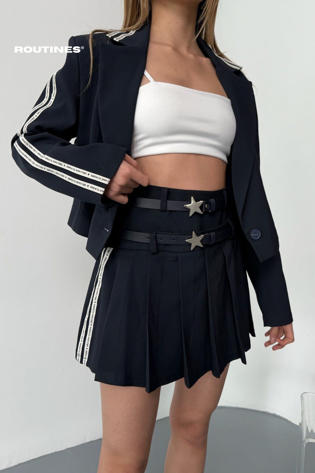 Routines Striped Two Piece Skirt Set 00121 Set Routines Fashion