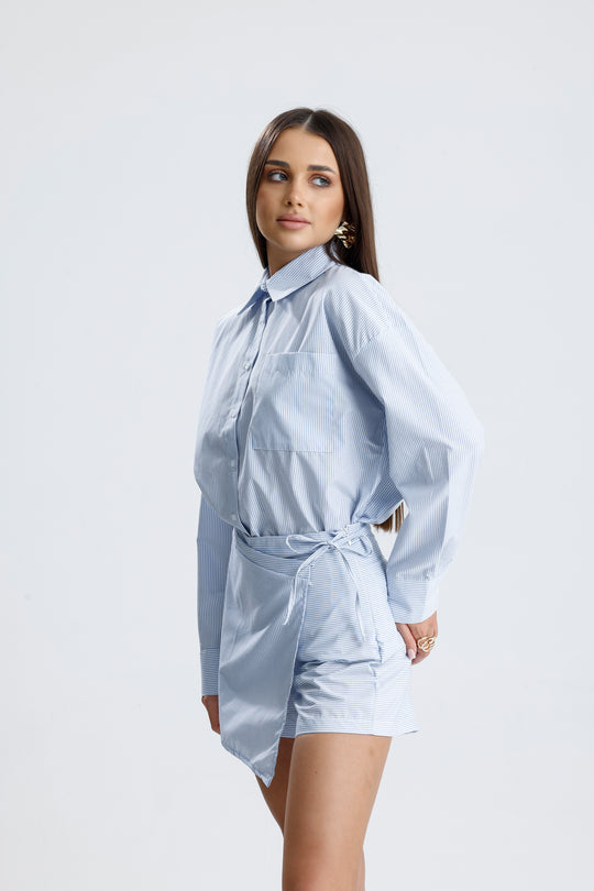 Routines Striped Two Piece Skort Set - Blue 52218032 Set Routines Fashion