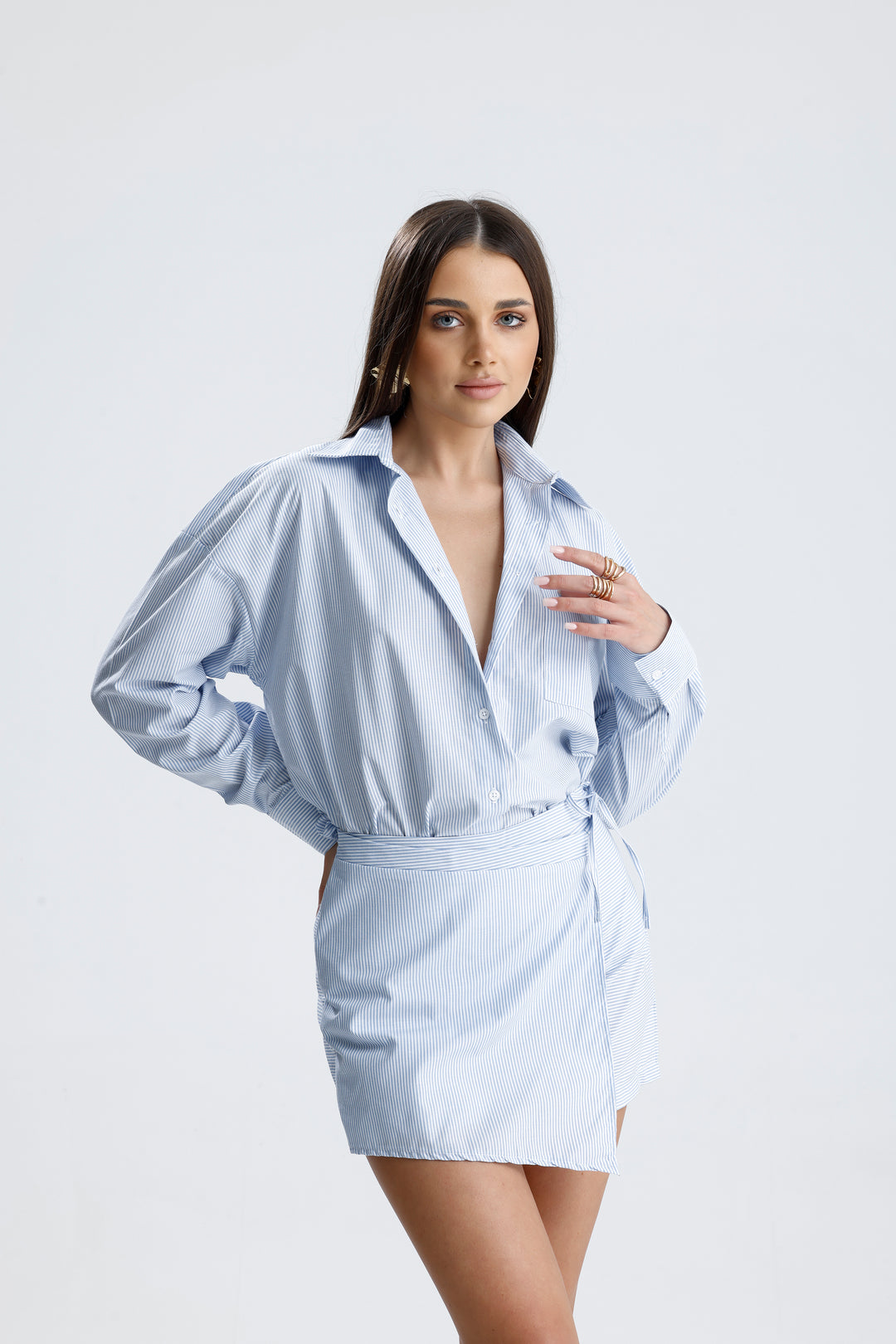 Routines Striped Two Piece Skort Set - Blue 52218032 Set Routines Fashion