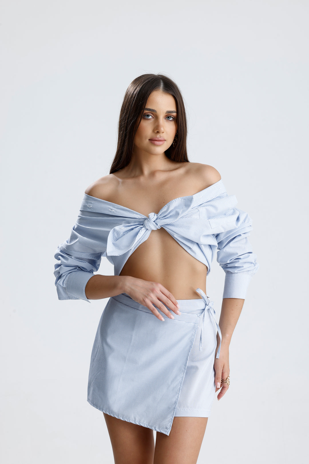 Routines Striped Two Piece Skort Set - Blue 52218032 Set Routines Fashion