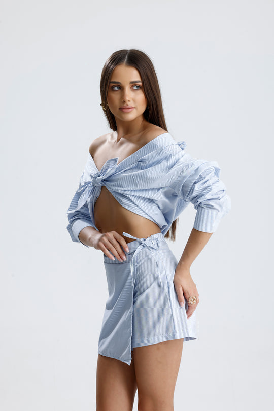 Routines Striped Two Piece Skort Set - Blue 52218032 Set Routines Fashion