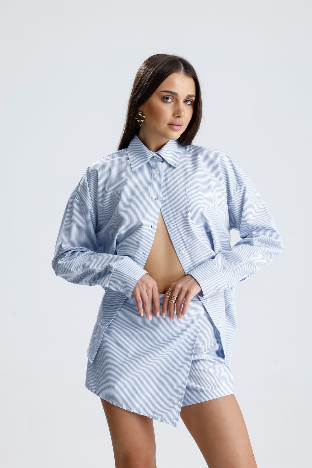 Routines Striped Two Piece Skort Set - Blue 52218032 Set Routines Fashion