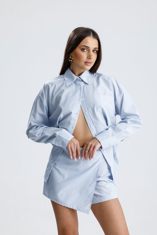 Routines Striped Two Piece Skort Set - Blue 52218032 Set Routines Fashion