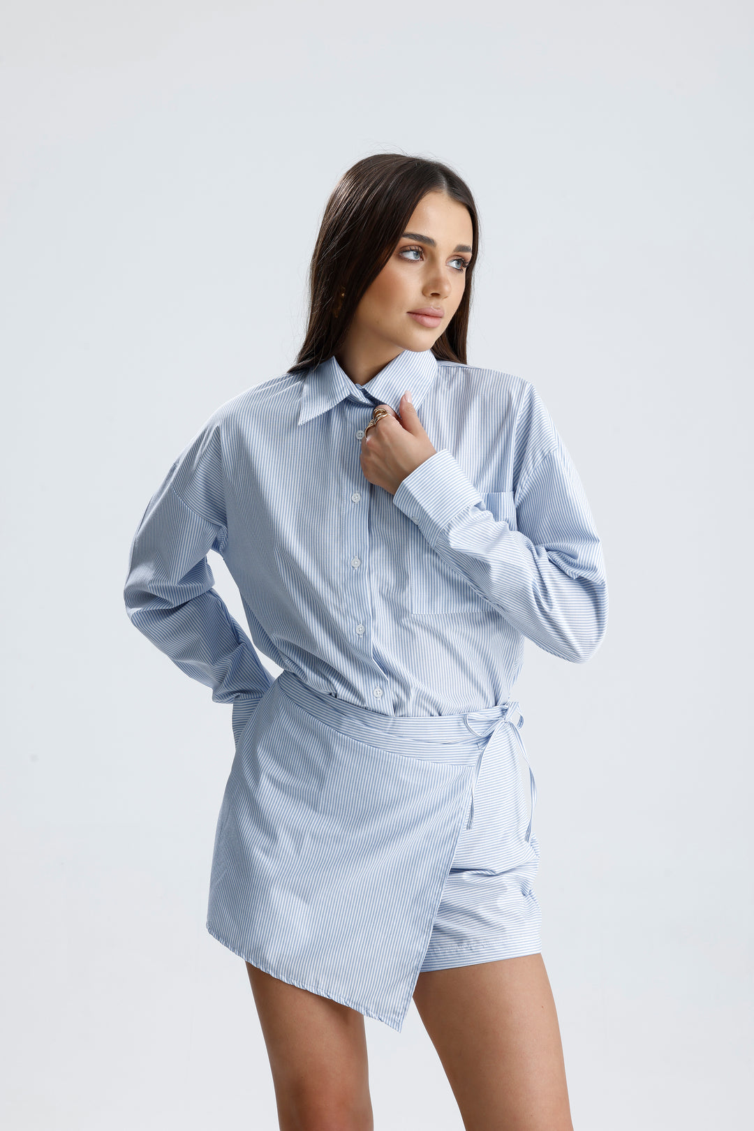Routines Striped Two Piece Skort Set - Blue 52218032 Set Routines Fashion