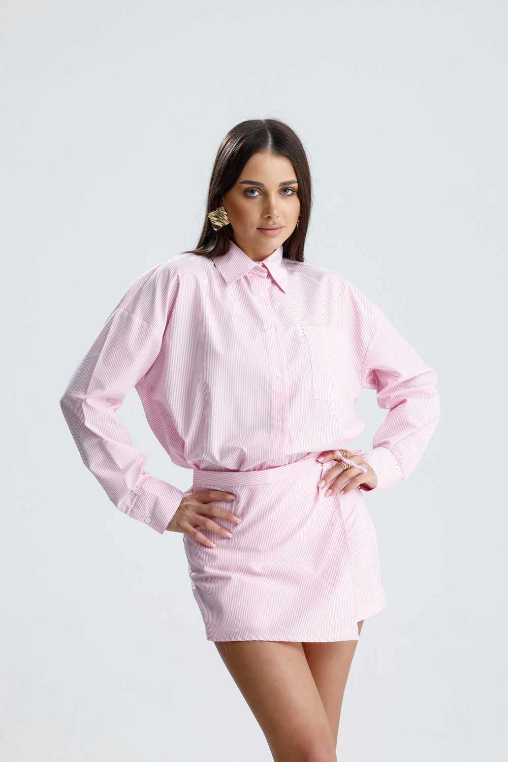 Routines Striped Two Piece Skort Set - Pink 52218032 Set Routines Fashion