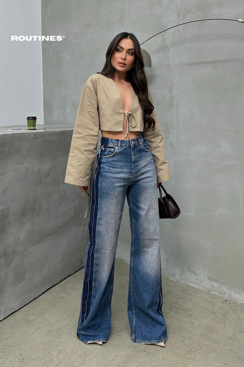 Routines Striped Washed Straight Jeans 1376-1 Jeans Routines Fashion