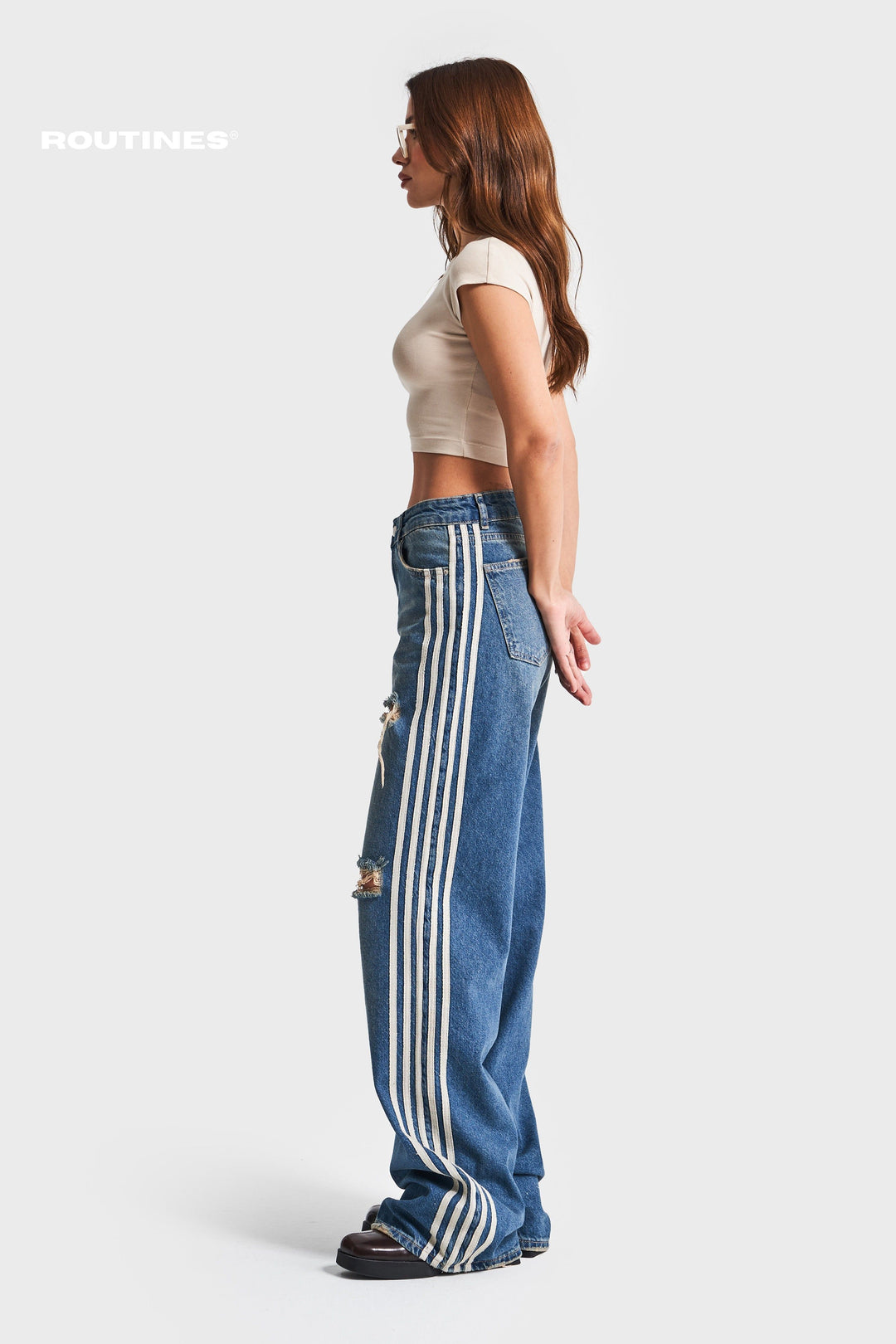 Routines Striped Washed Ripped Jeans 3737 Jeans Routines Fashion