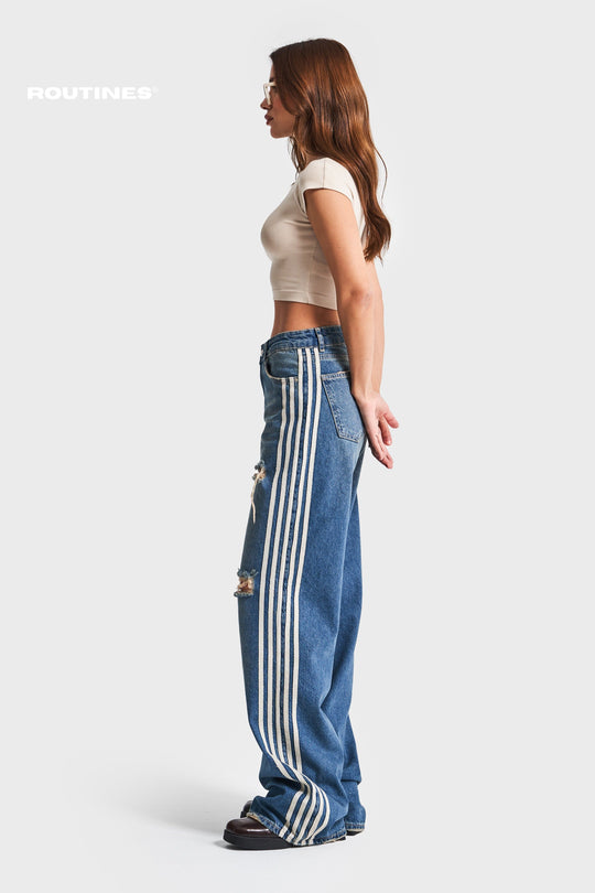 Routines Striped Washed Ripped Jeans 3737 Jeans Routines Fashion