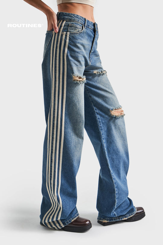 Routines Striped Washed Ripped Jeans 3737 Jeans Routines Fashion