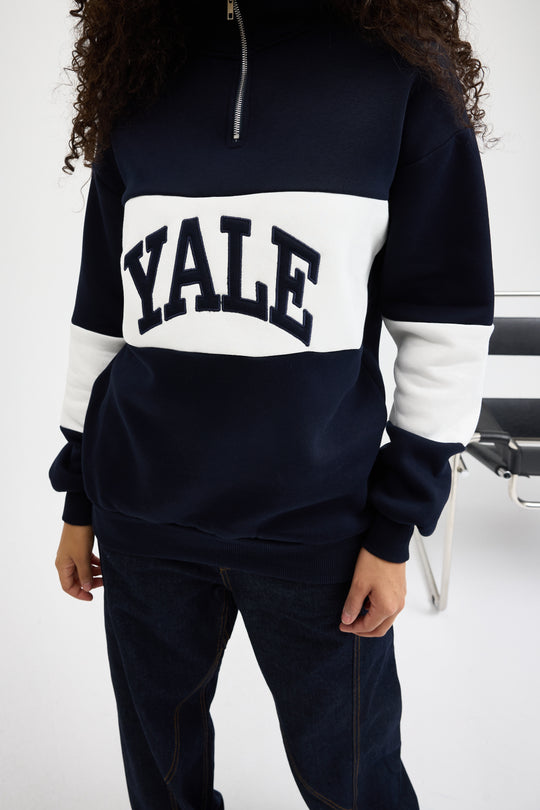 Routines Striped Yale Sweater - Navy 8459