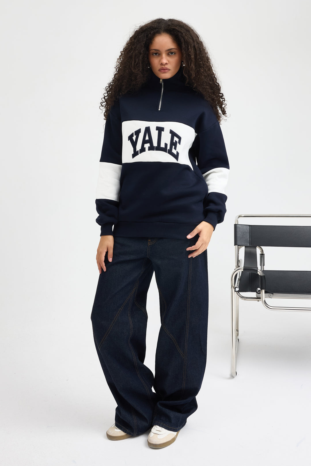 Routines Striped Yale Sweater - Navy 8459