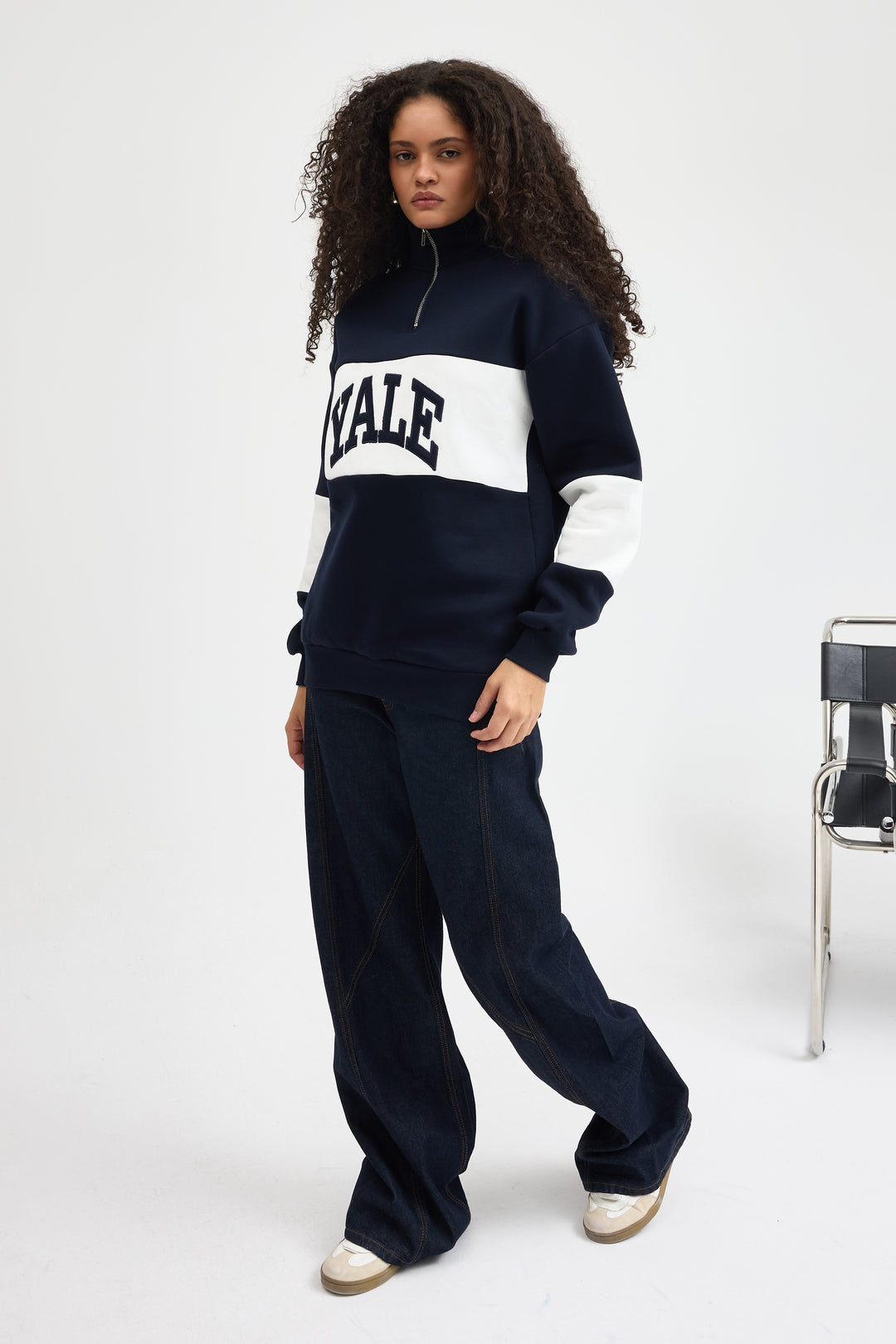 Routines Striped Yale Sweater - Navy 8459