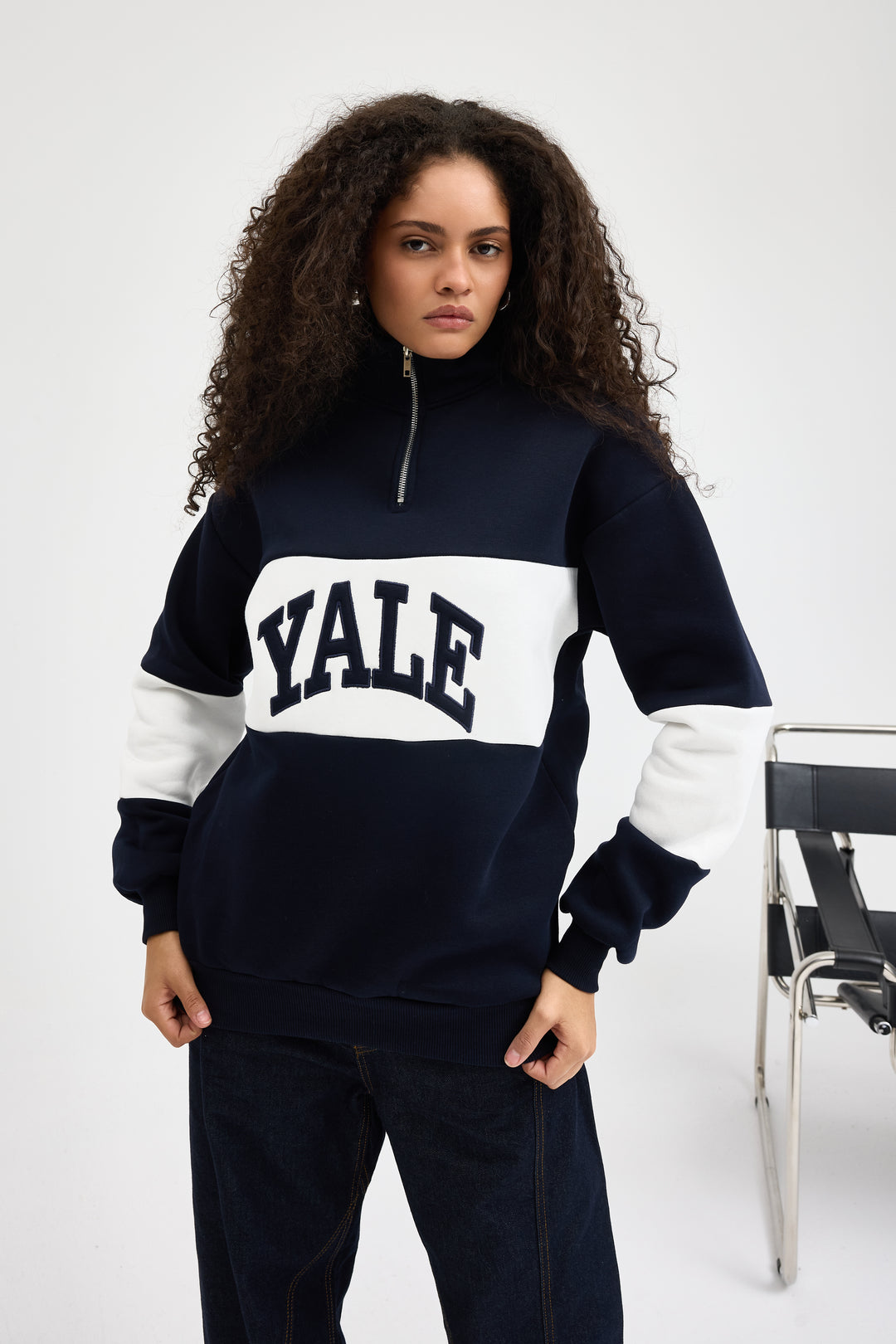 Routines Striped Yale Sweater - Navy 8459