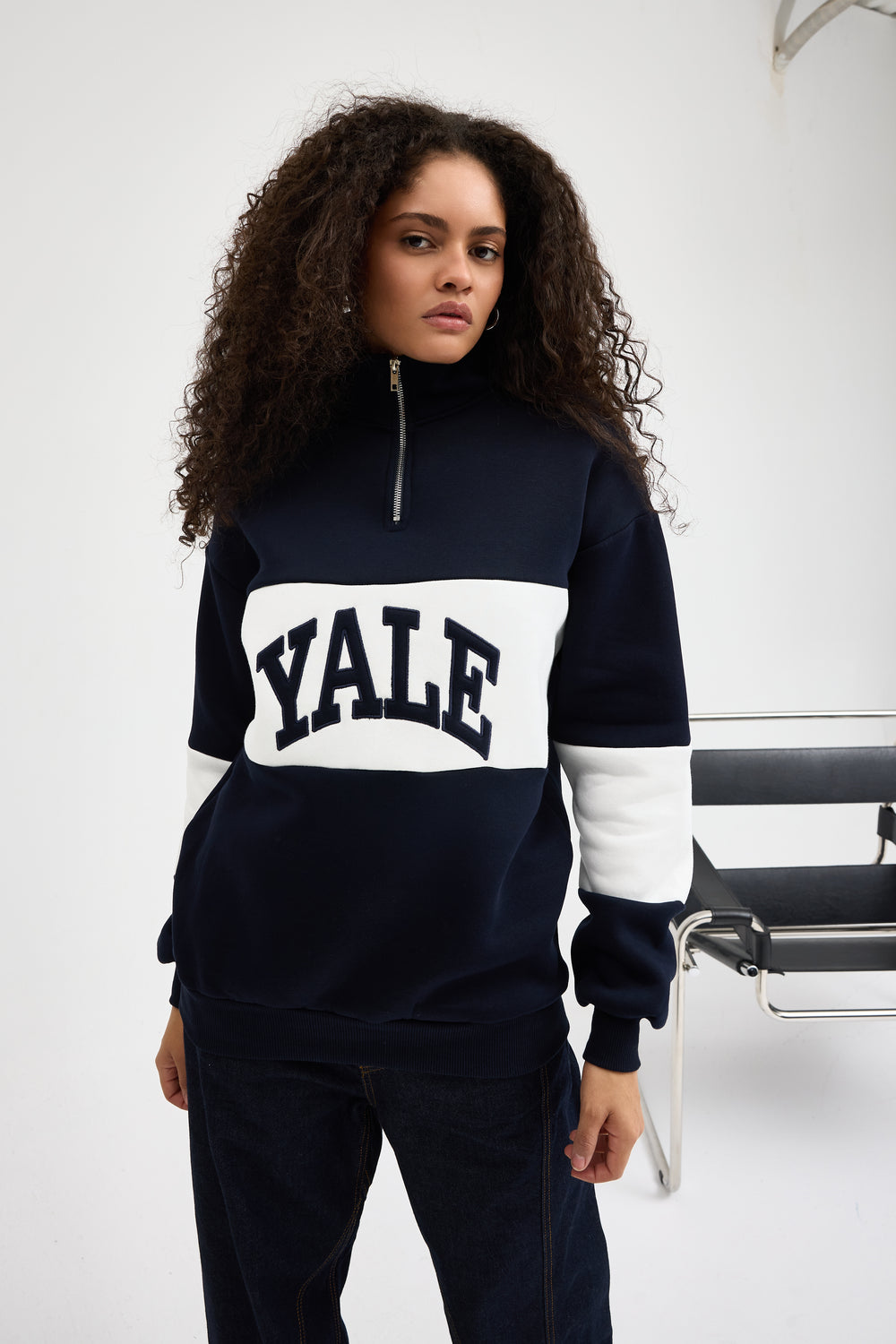 Routines Striped Yale Sweater - Navy 8459