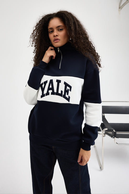 Routines Striped Yale Sweater - Navy 8459