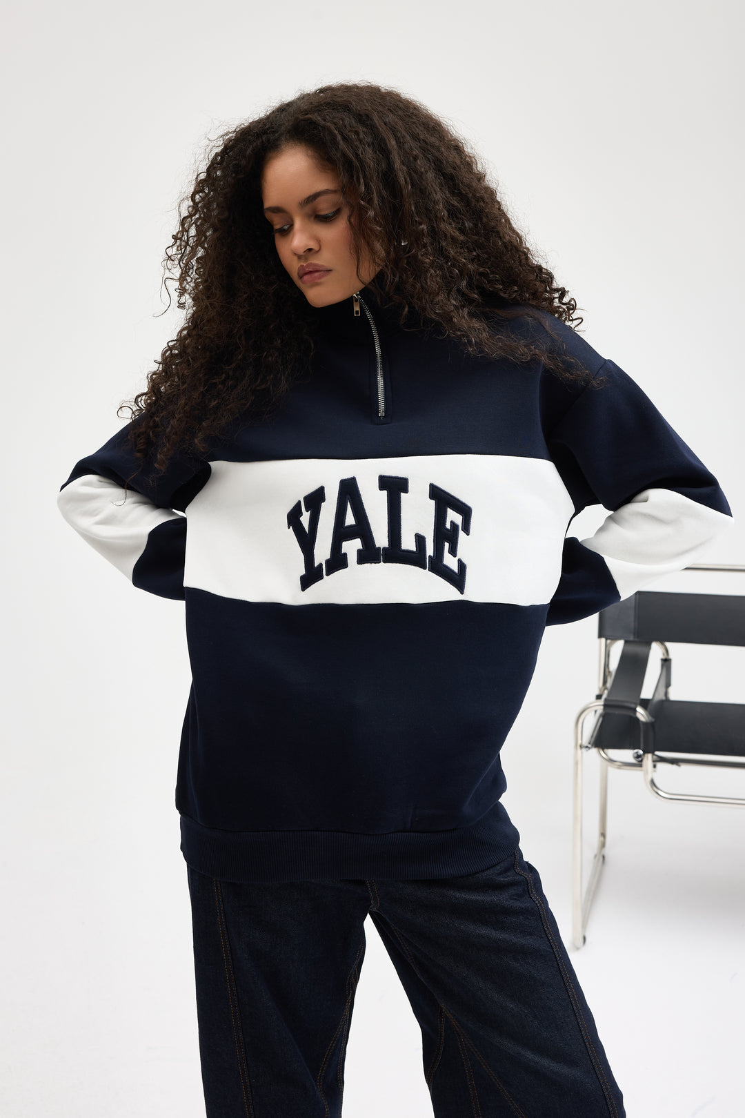 Routines Striped Yale Sweater - Navy 8459