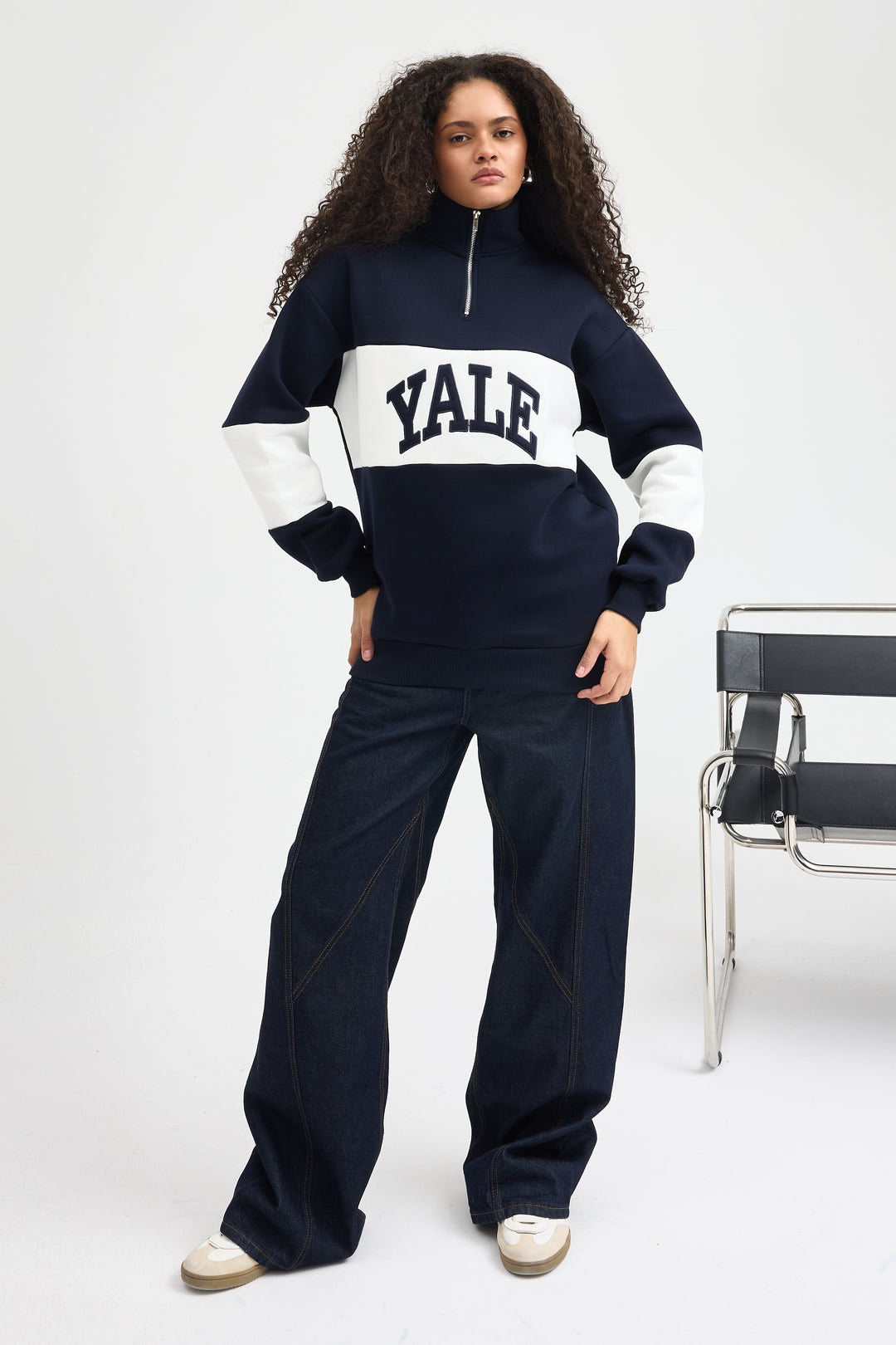 Routines Striped Yale Sweater - Navy 8459