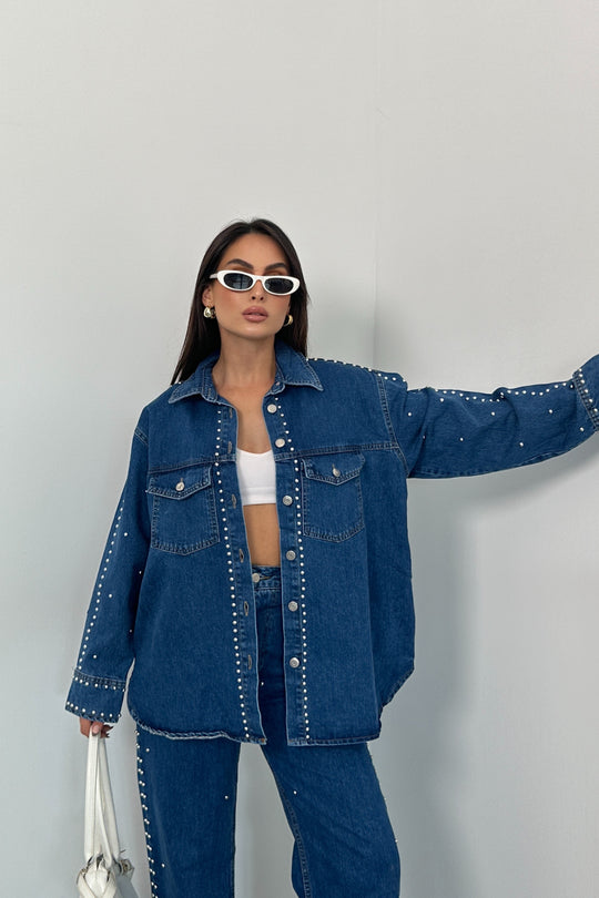 Routines Studs Two Piece Denim Set 1246 Set Routines Fashion