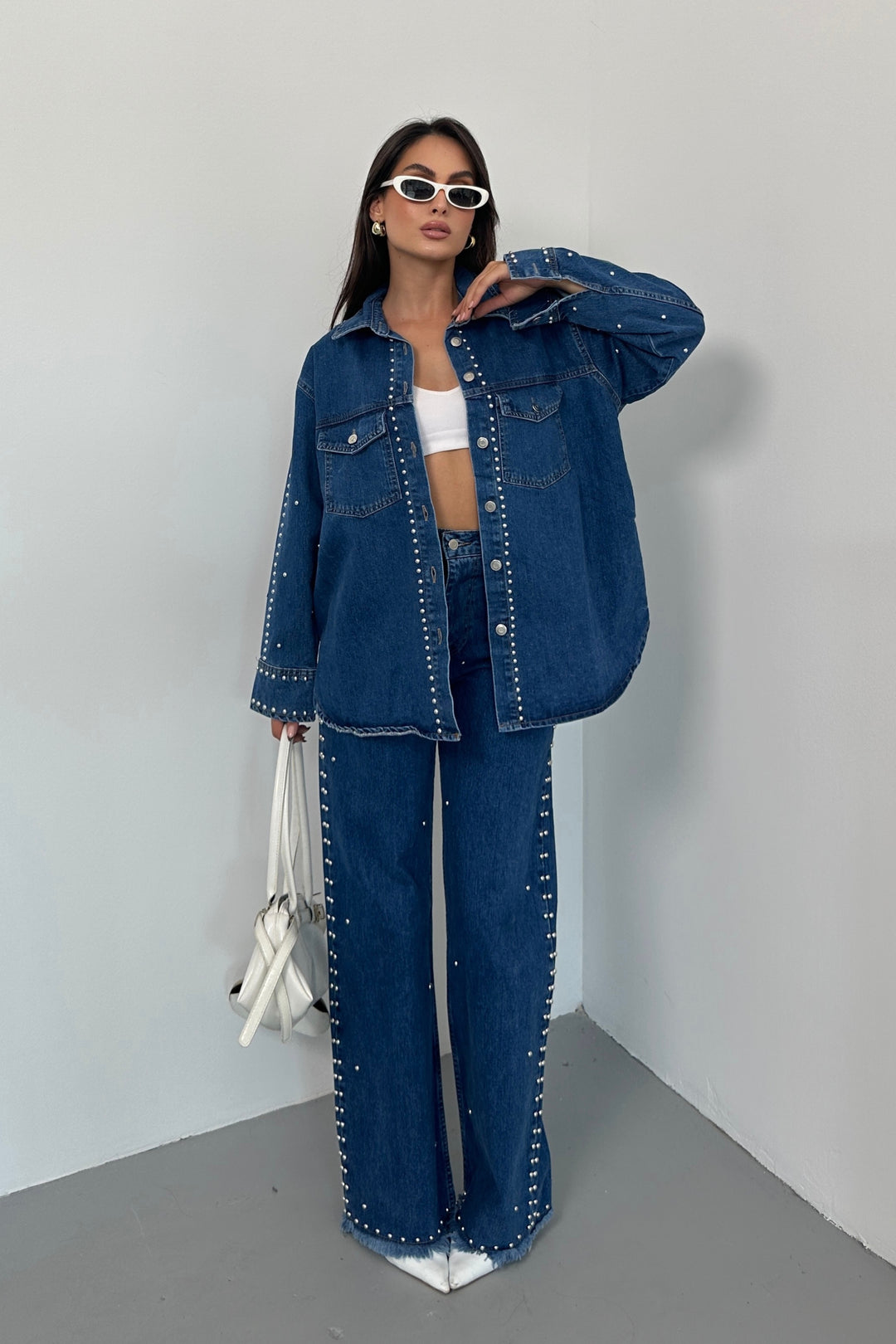 Routines Studs Two Piece Denim Set 1246 Set Routines Fashion
