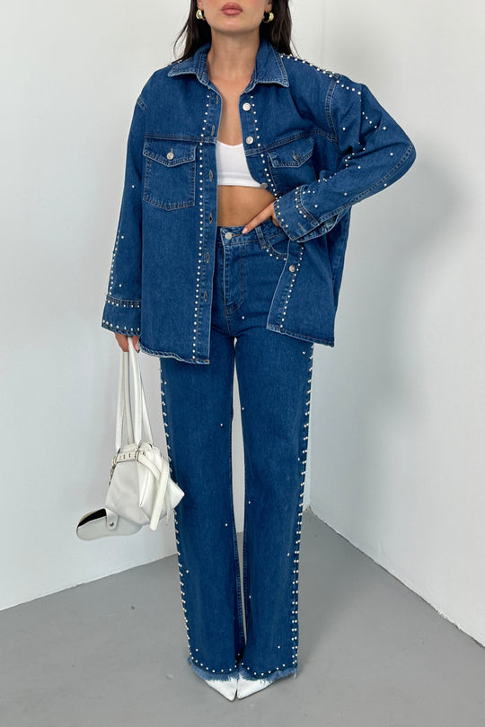 Routines Studs Two Piece Denim Set 1246 Set Routines Fashion