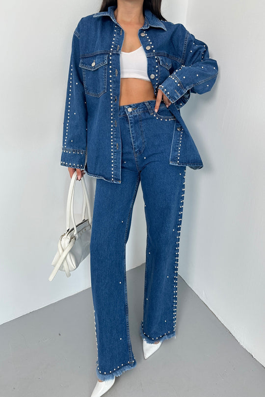 Routines Studs Two Piece Denim Set 1246 Set Routines Fashion