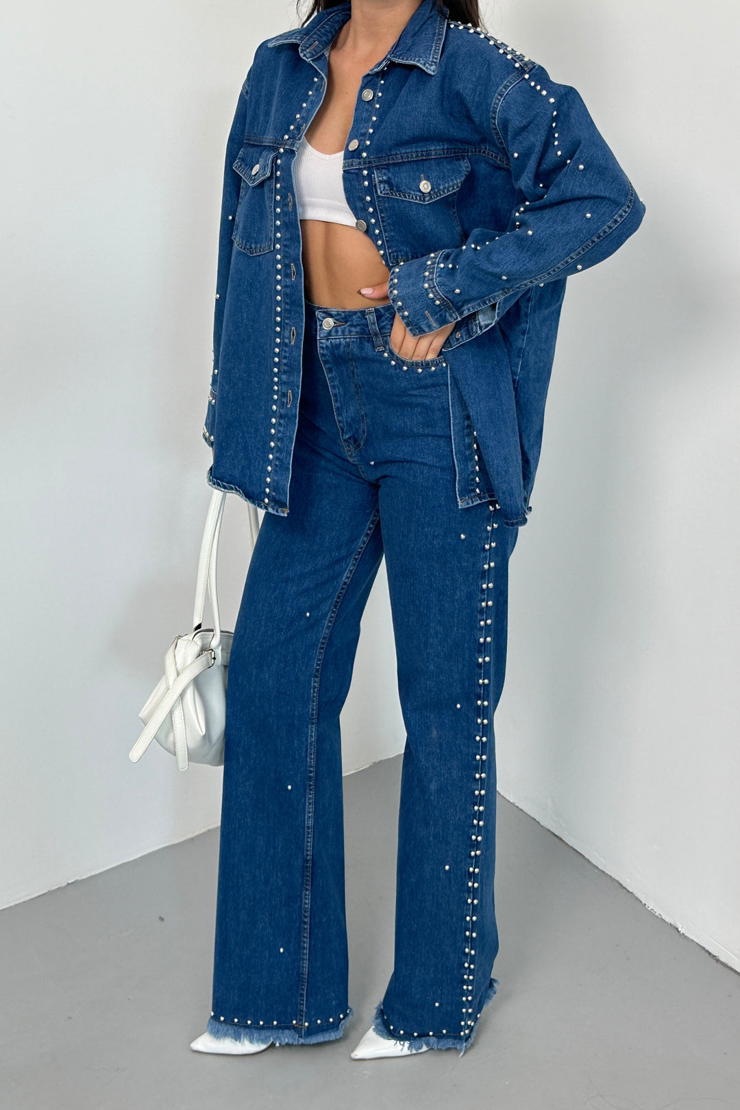 Routines Studs Two Piece Denim Set 1246 Set Routines Fashion