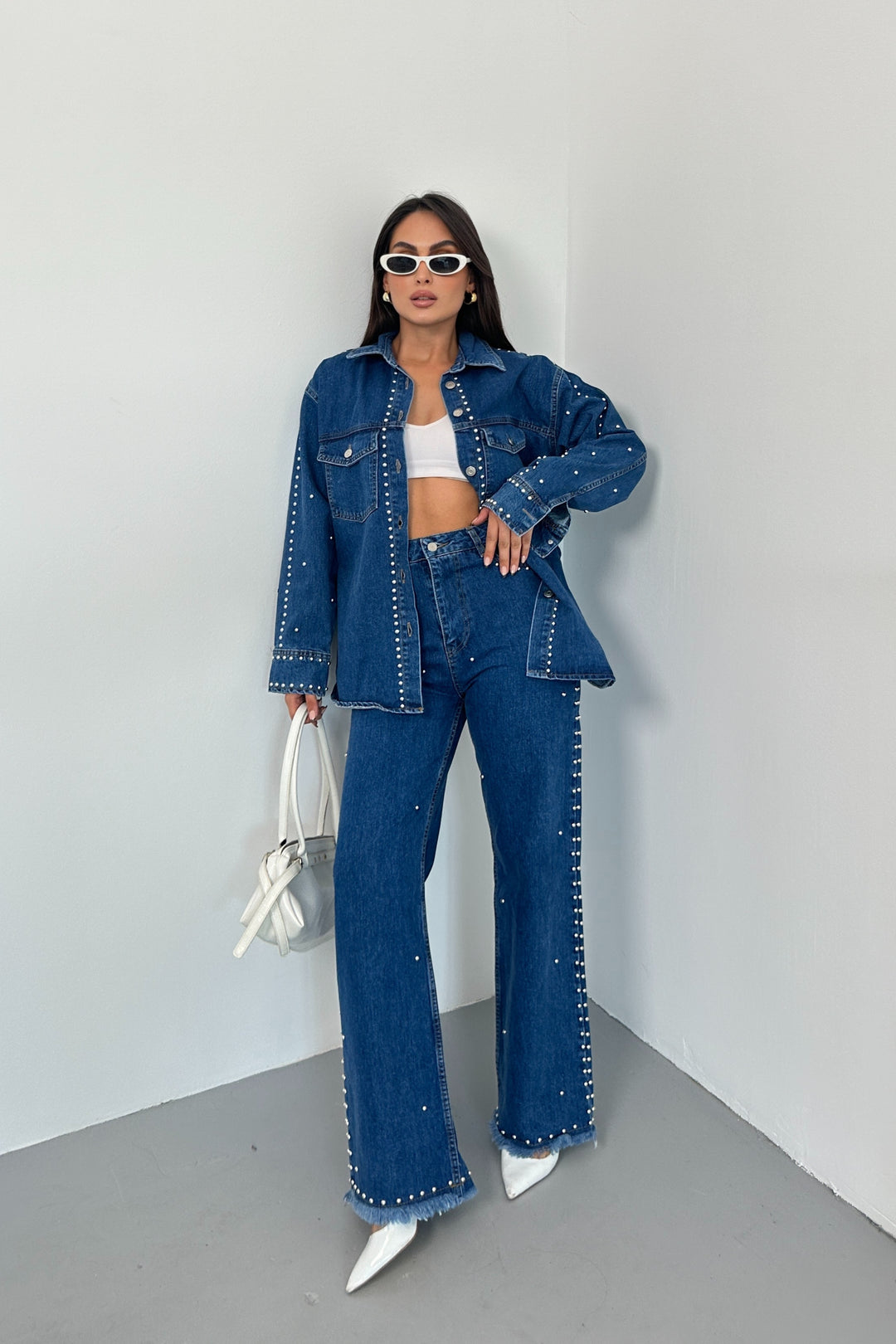 Routines Studs Two Piece Denim Set 1246 Set Routines Fashion