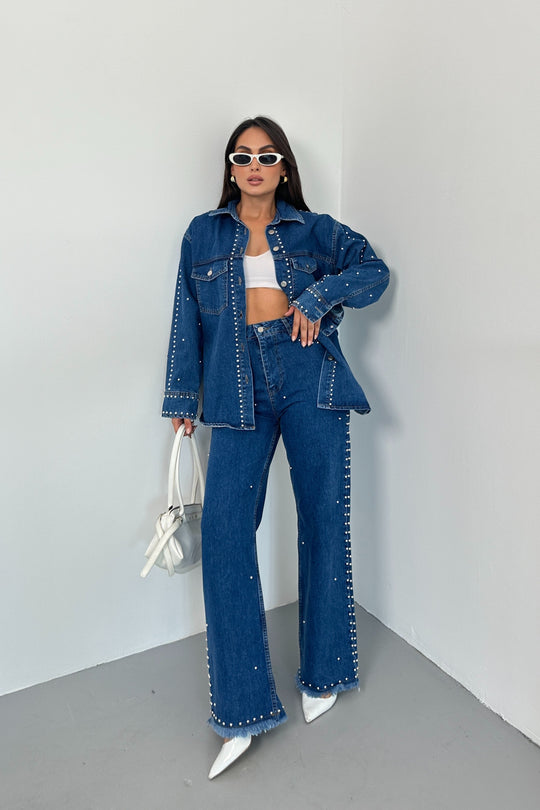 Routines Studs Two Piece Denim Set 1246 Set Routines Fashion