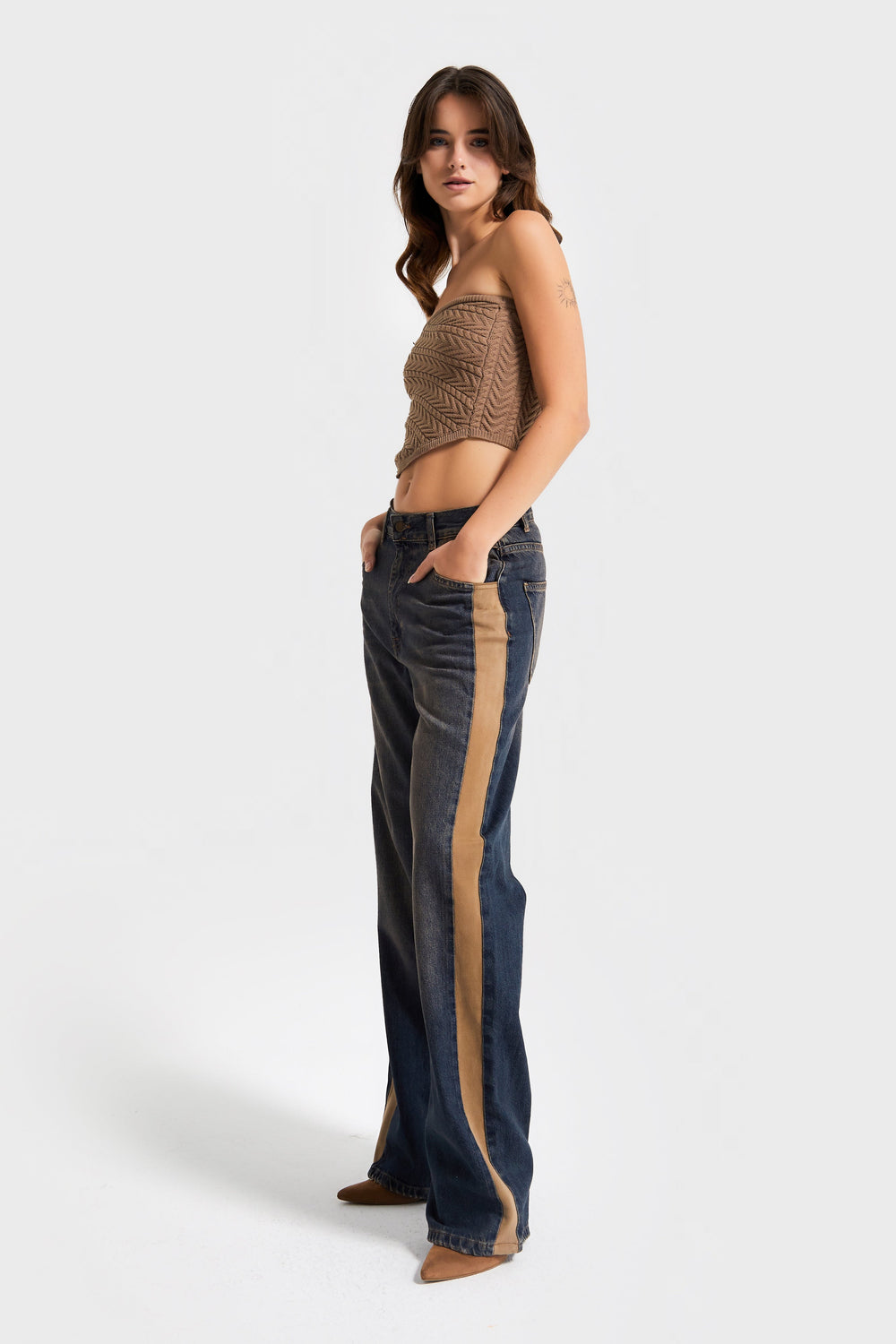 Routines Suede Striped Straight Leg Jeans 4269 Jeans Routines Fashion