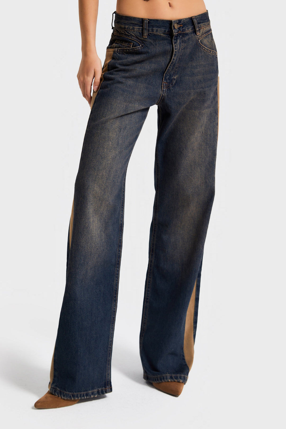 Routines Suede Striped Straight Leg Jeans 4269 Jeans Routines Fashion