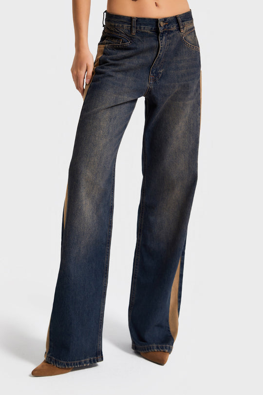 Routines Suede Striped Straight Leg Jeans 4269 Jeans Routines Fashion