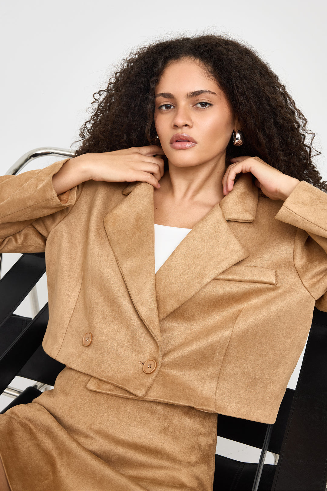 Routines Suede Two Piece Skort Set - Camel 2003 Set Routines Fashion