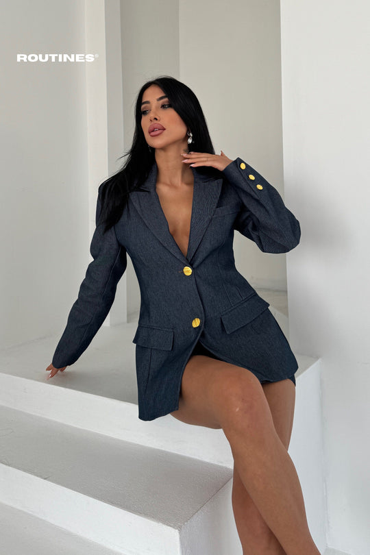 Routines Tailored Denim Blazer 2027 Blazer Routines Fashion