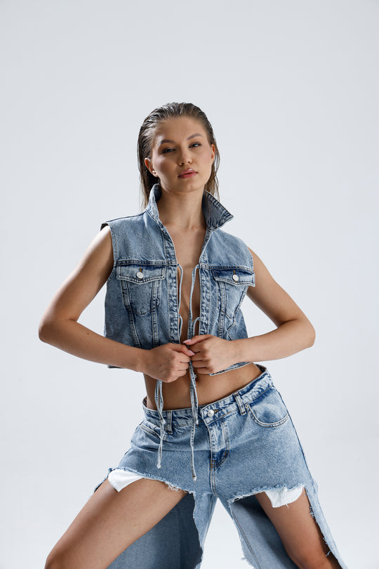 Routines Tie Denim Top 52212018 Top Routines Fashion