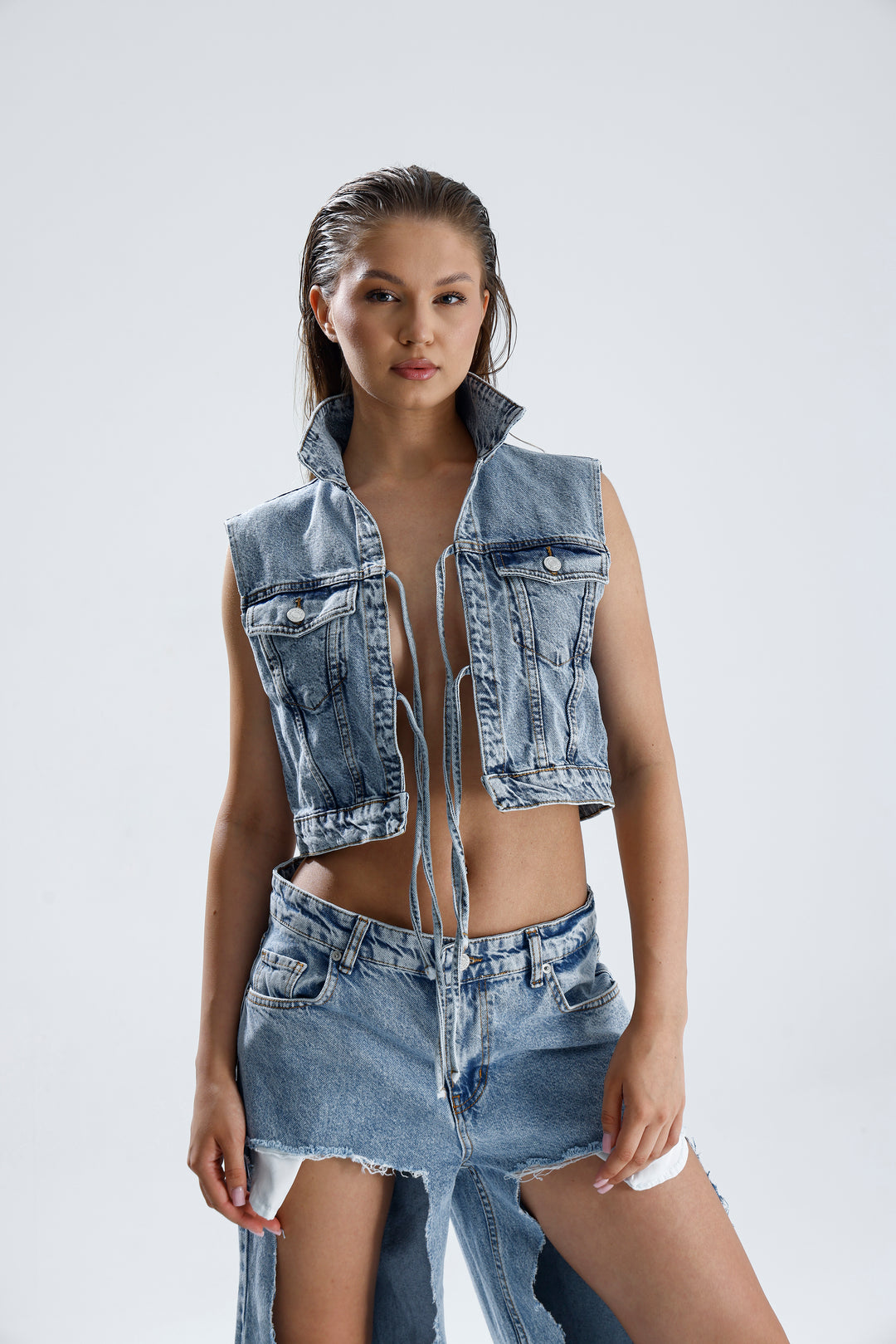 Routines Tie Denim Top 52212018 Top Routines Fashion