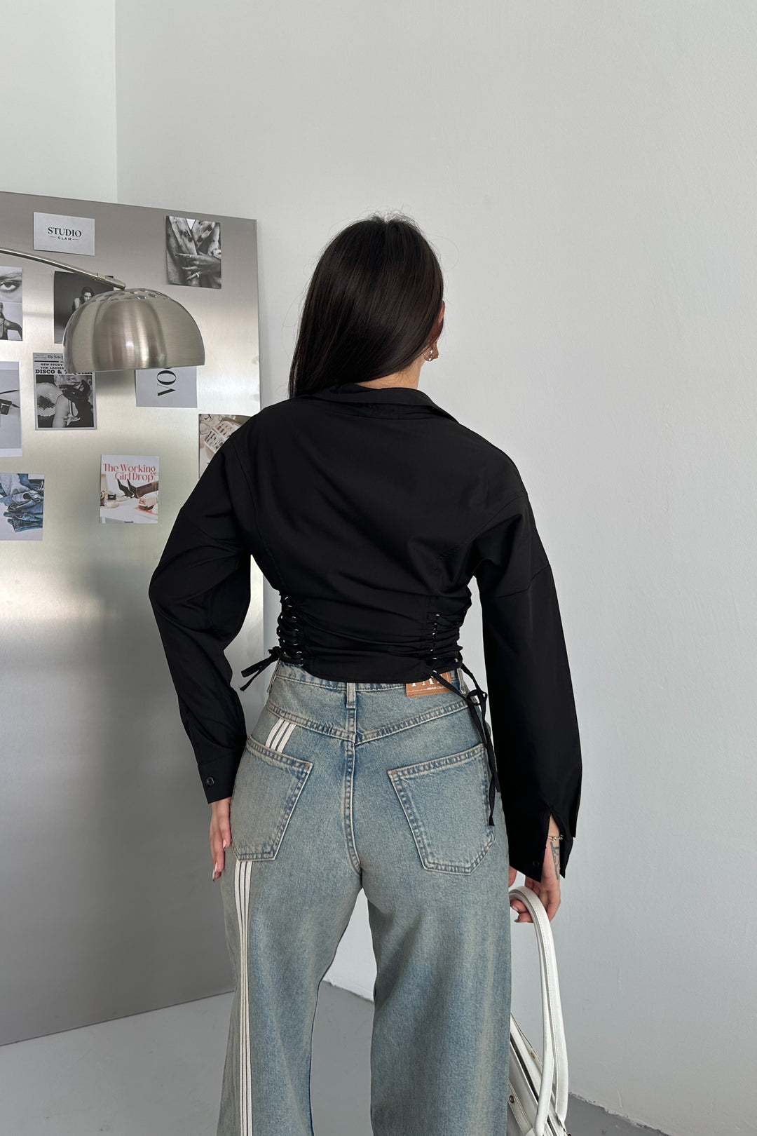 Routines Tie Tailored Blouse - Black 221751 Blouse Routines Fashion