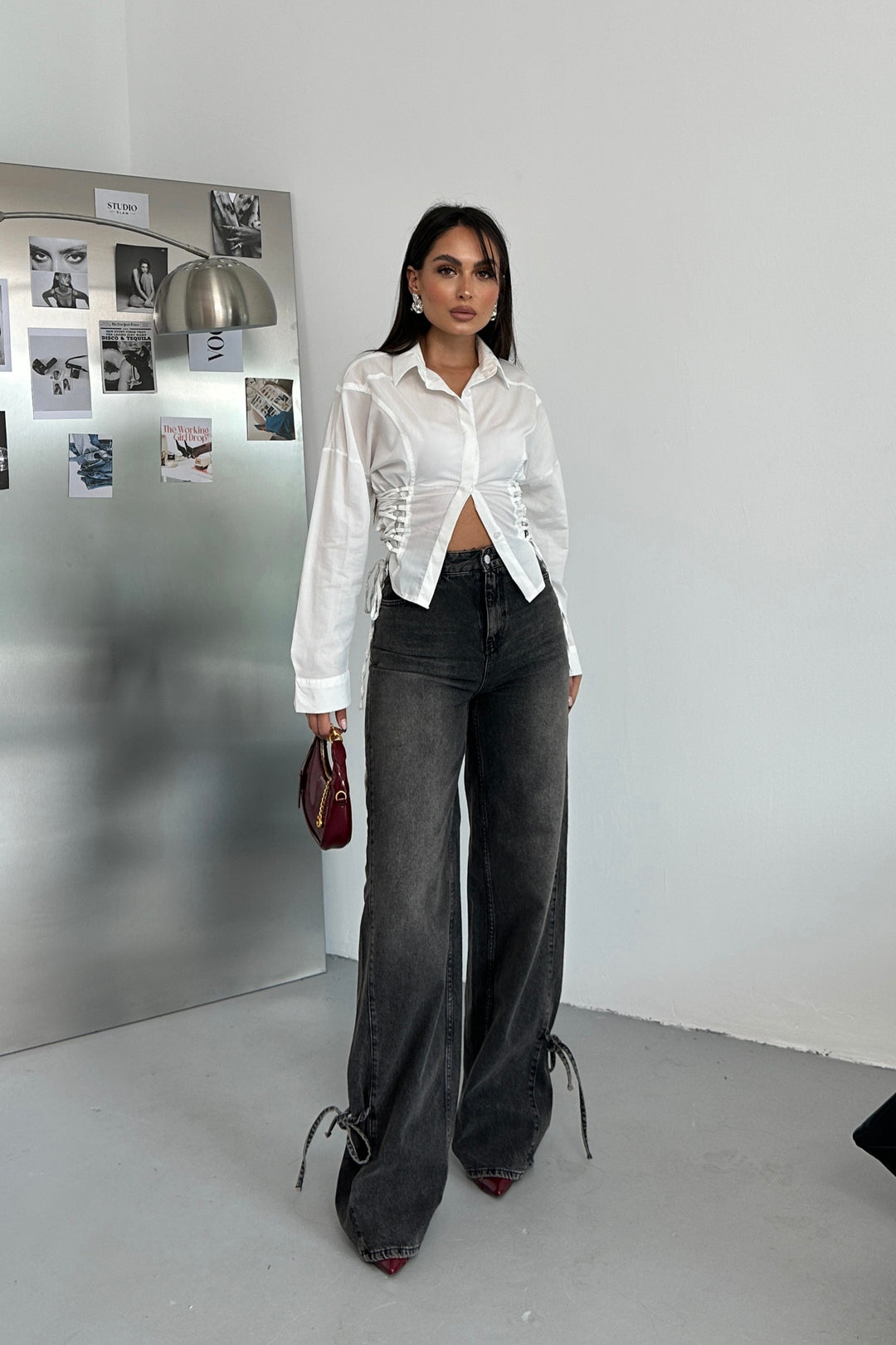 Routines Tie Tailored Blouse - White 221751 Blouse Routines Fashion