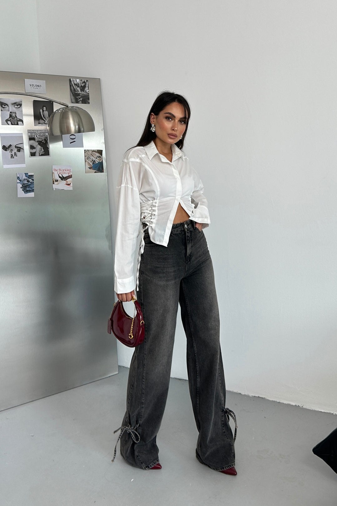 Routines Tie Tailored Blouse - White 221751 Blouse Routines Fashion