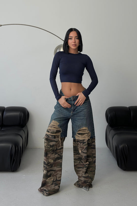 Routines Two-tone Camouflage Cargo Jeans 4412 Jeans Routines Fashion