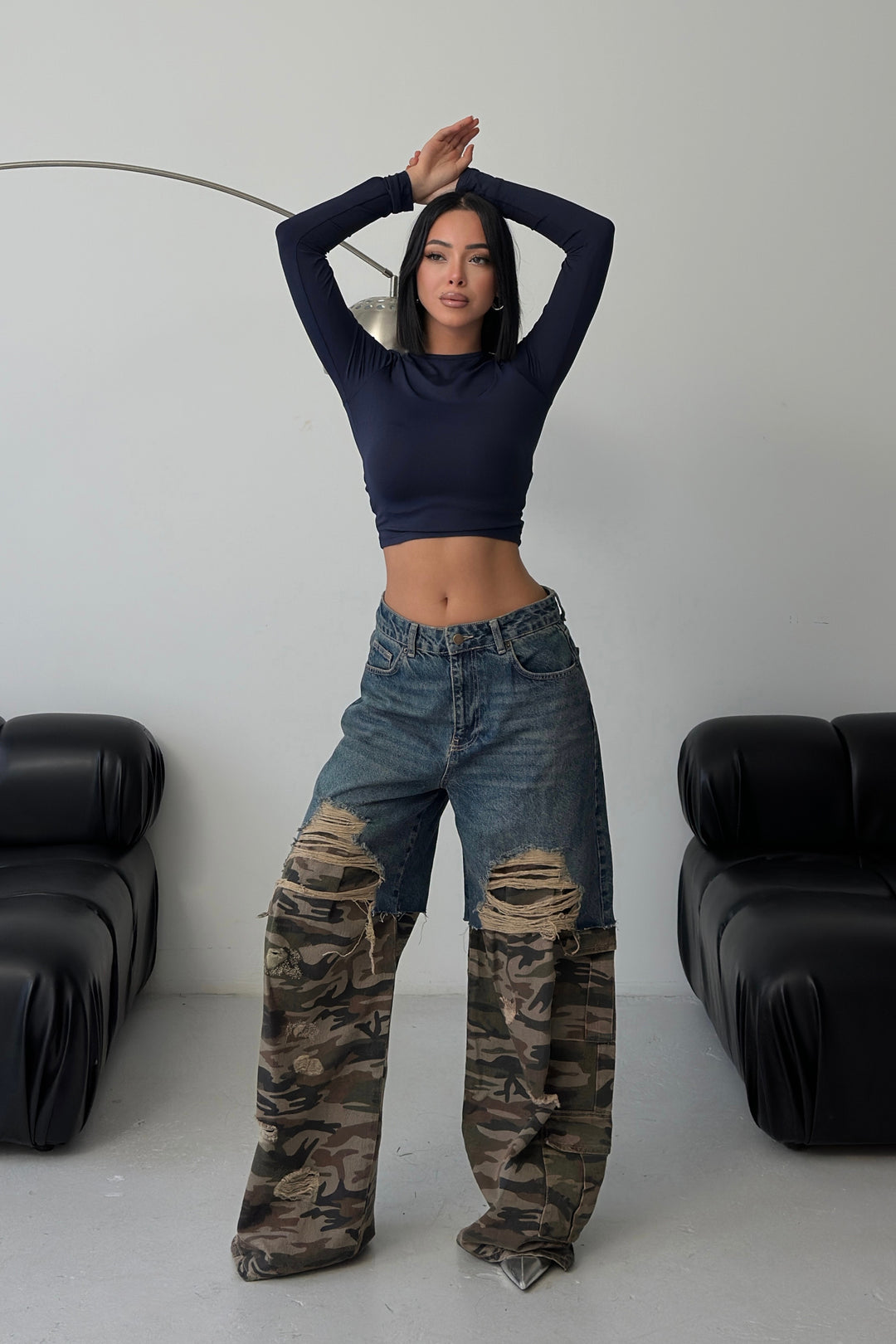 Routines Two-tone Camouflage Cargo Jeans 4412 Jeans Routines Fashion