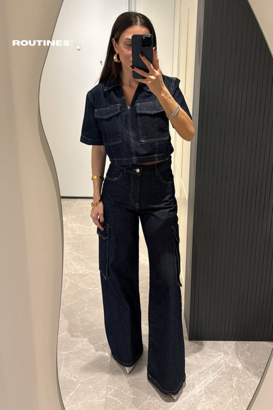 Routines Two Piece Cargo Denim Set 0150 Set Routines Fashion